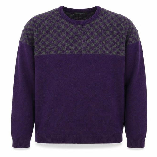 Marks and Spencer Mens Purple Round Neck Geometric Acrylic Pullover Jumper Size L Long Sleeve