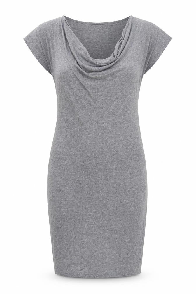RESERVED Womens Grey Cotton T-Shirt Dress Size S Cowl Neck Pullover
