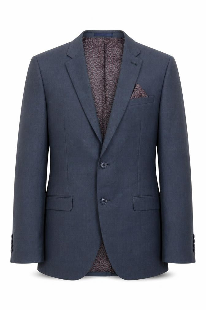 Front view of Next men’s blue polyester jacket suit jacket, size 38, regular