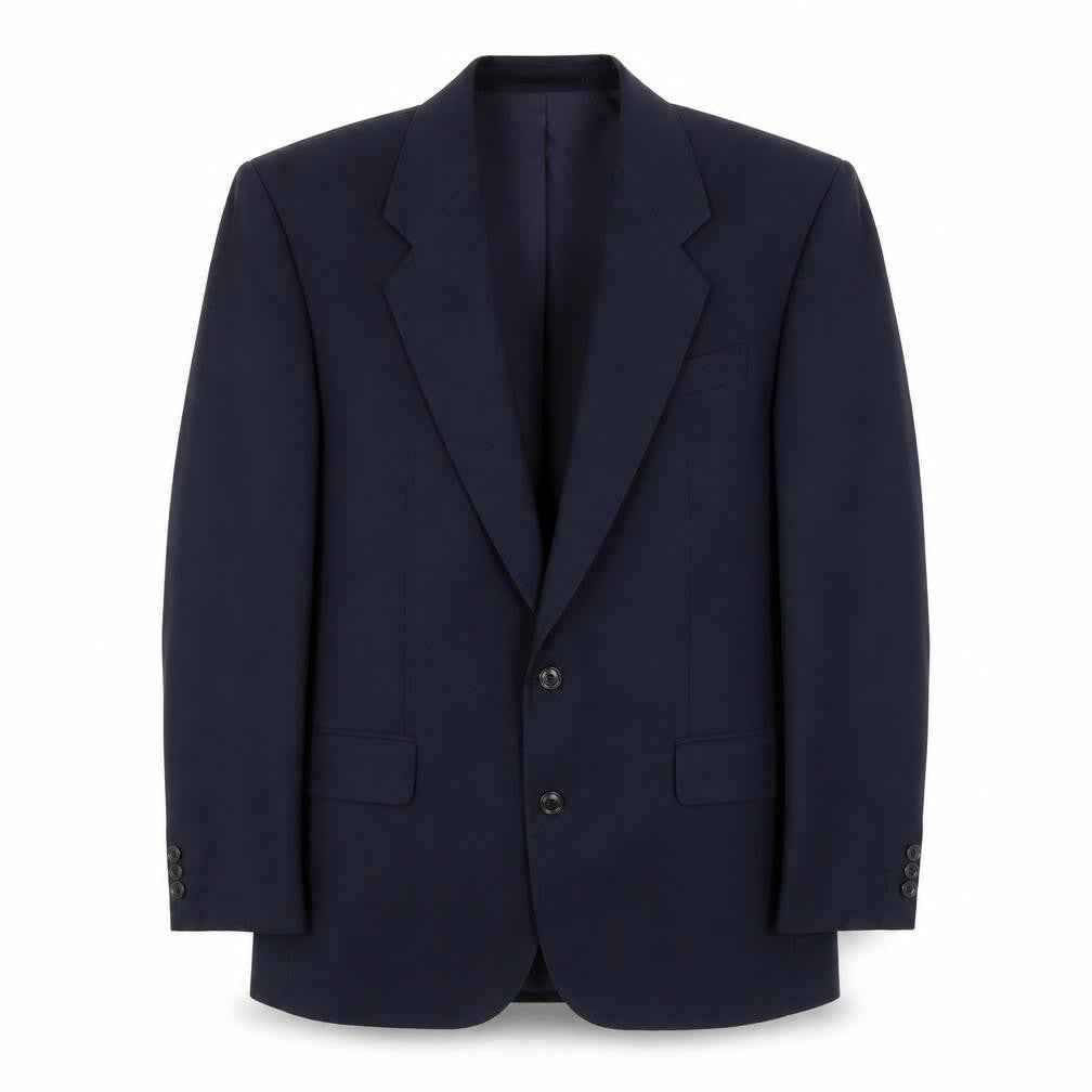 Front view of Baulmer men’s blue polyester jacket suit jacket, size 44, regular