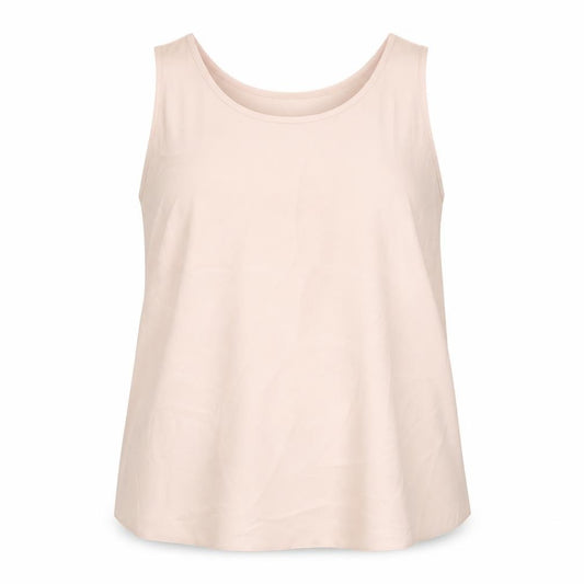Front view of Ann Harvey women’s pink polyester basic tank, size UK 12, round neck