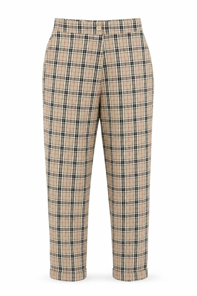 Nasty Gal Womens Beige Plaid Polyester Carrot Trousers Size 6 Regular Zip