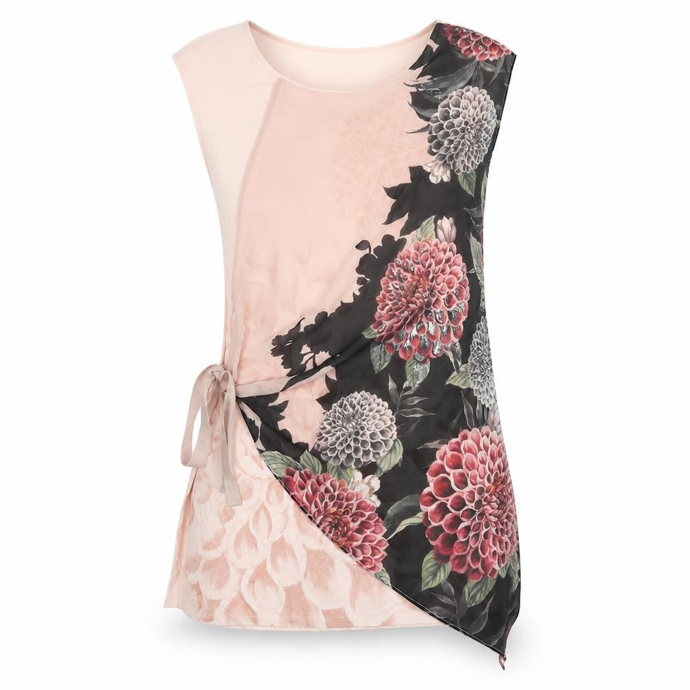Per Una Womens Pink Floral Viscose Wrap Tank Size 10 Round Neck