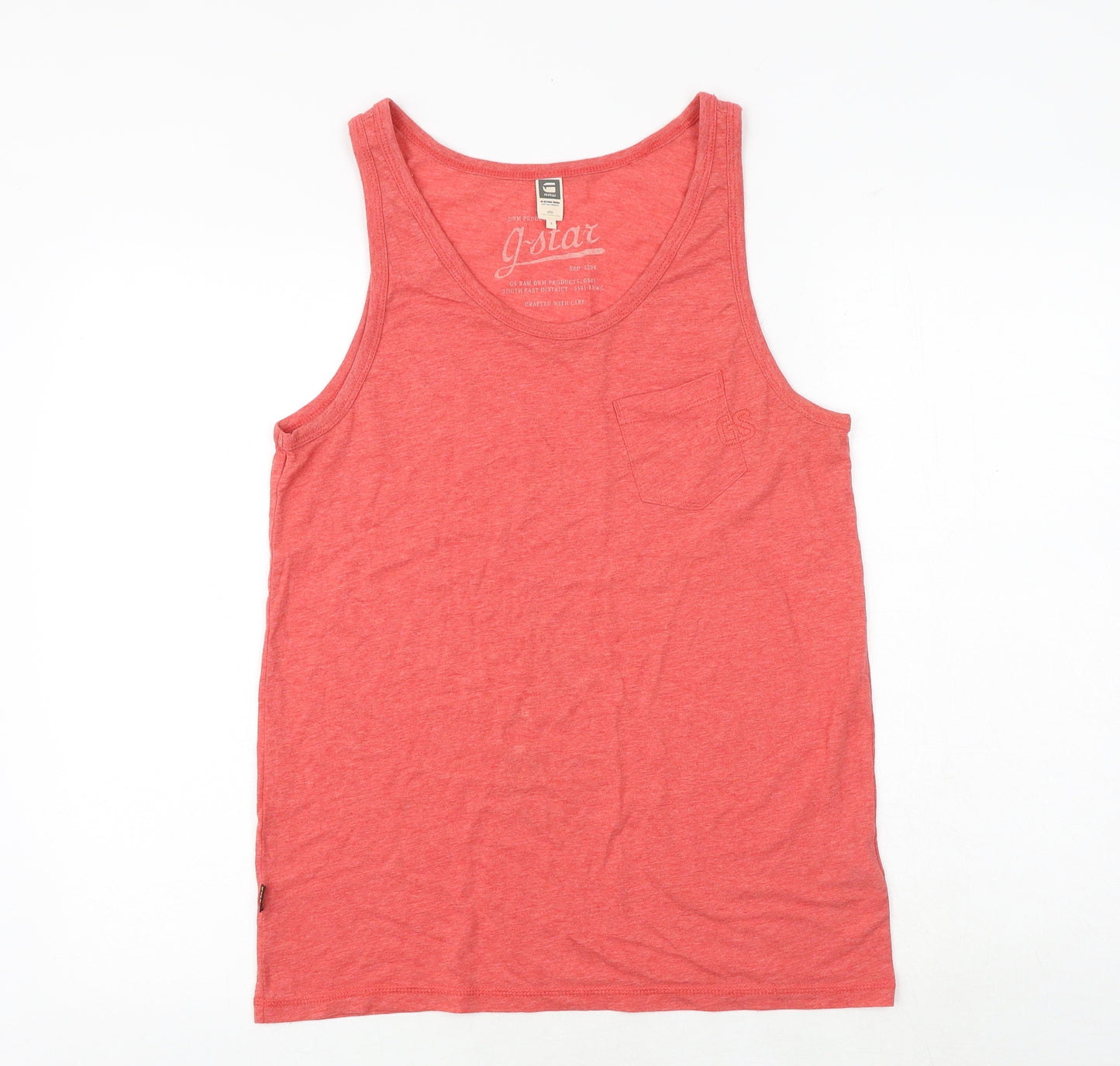 G-Star Mens Red Polyester T-Shirt Size S Round Neck