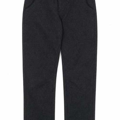 Undeniable Dudes Boys Grey Check Polyester Chino Trousers Size 6 Years Regular Zip