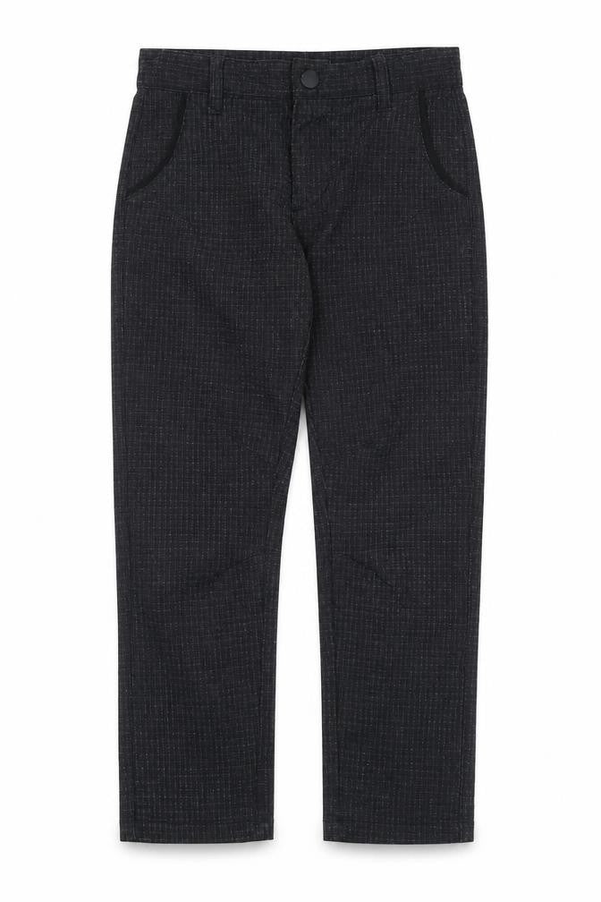 Undeniable Dudes Boys Grey Check Polyester Chino Trousers Size 6 Years Regular Zip