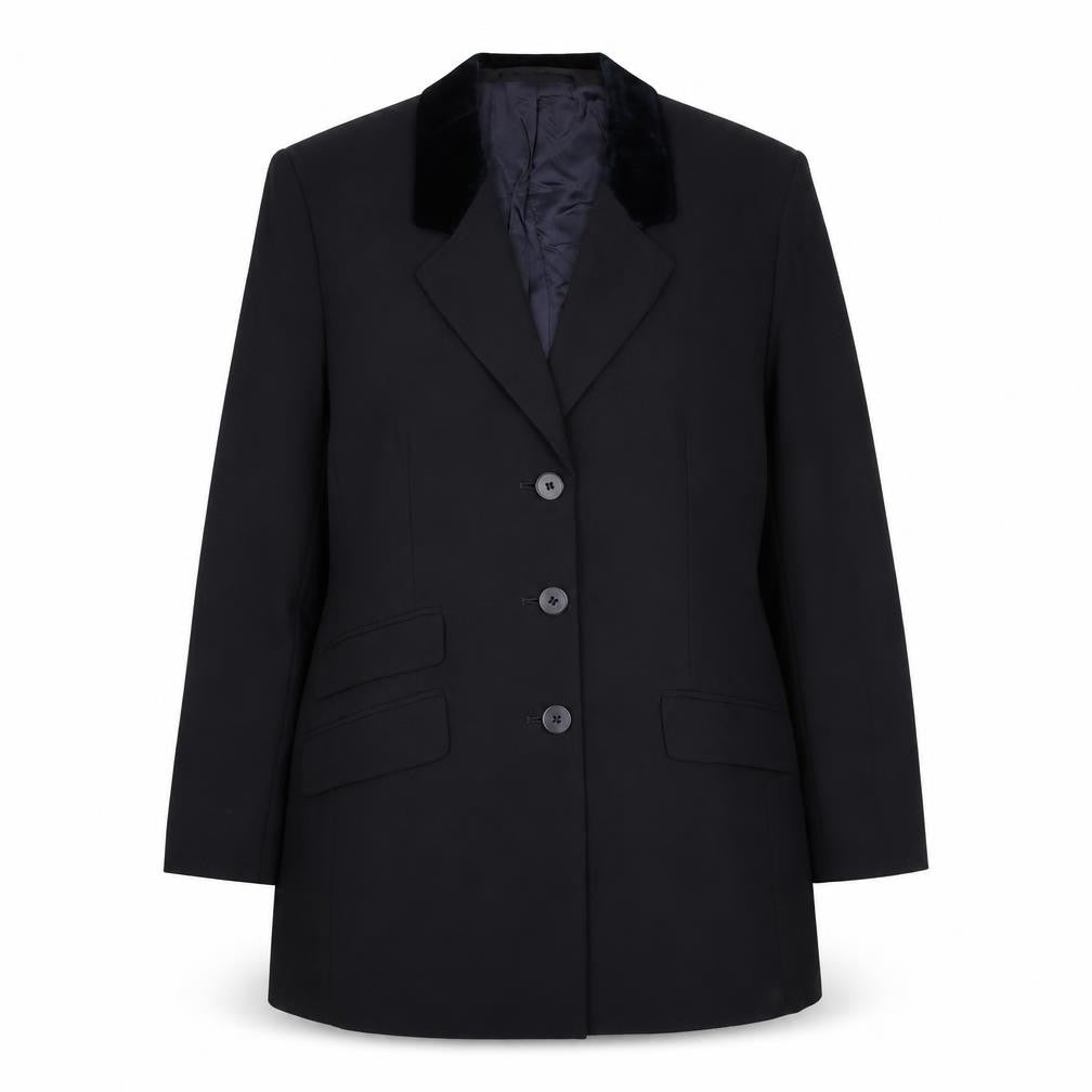 Front view of Marks & Spencer women’s blue wool jacket suit jacket, size UK 14