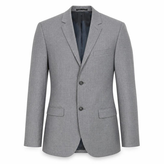 Front view of Topman men’s grey polyester jacket suit jacket, size 38, regular