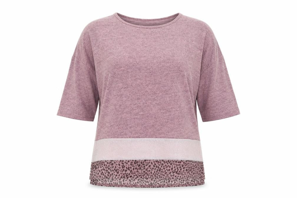 Front view of Klass women’s pink viscose basic t-shirt, size S, round neck