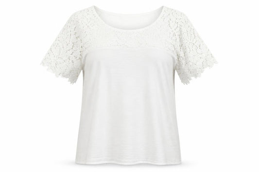 Front view of VILA women’s white polyester basic t-shirt, size M, round neck