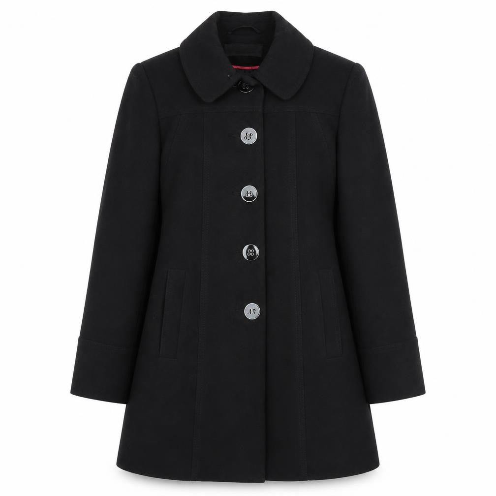 Front view of BHS women’s black jacket, size UK 8, button