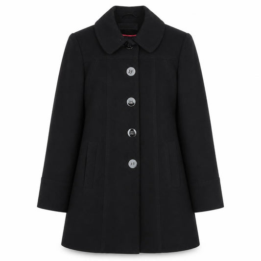 Front view of BHS women’s black jacket, size UK 8, button