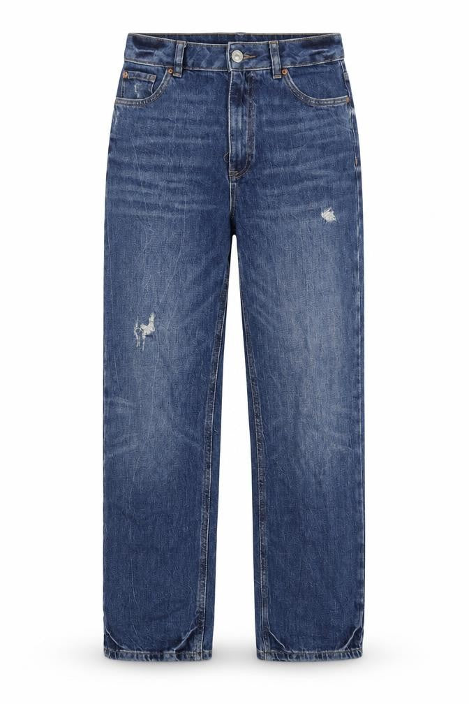 Marks and Spencer Womens Blue Cotton Straight Jeans Size 28 in Regular Zip