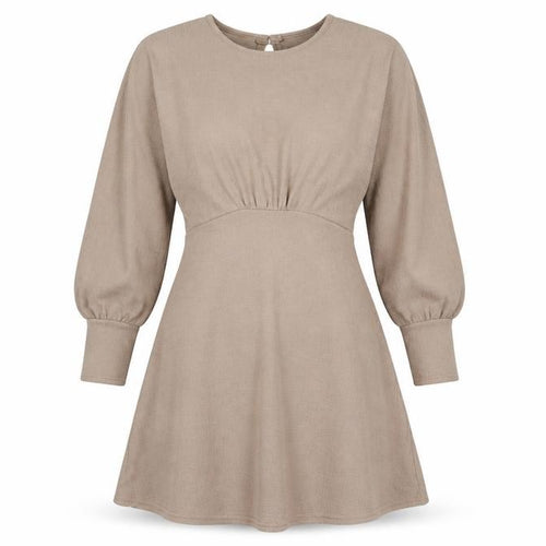 Nasty Gal Womens Brown Polyester Skater Dress Size 12 Round Neck Button - Open Back