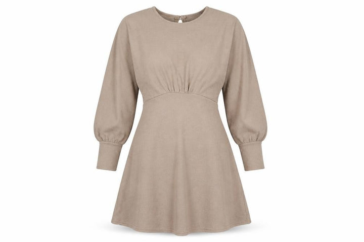 Nasty Gal Womens Brown Polyester Skater Dress Size 12 Round Neck Button - Open Back