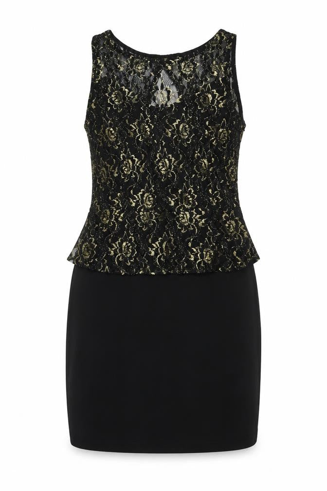 PARISIAN SIGNATURE Womens Black Nylon Mini Size 12 Boat Neck Pullover - Lace Top