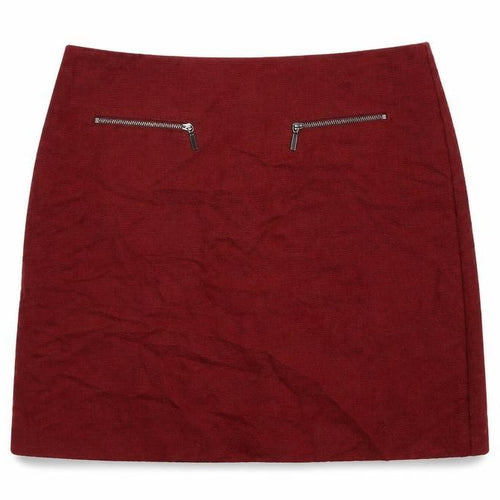 Marks and Spencer Womens Red Cotton A-Line Skirt Size 10 Zip