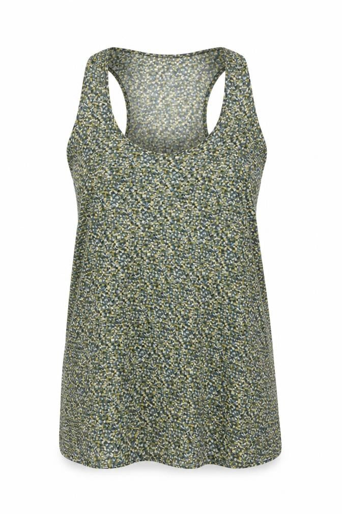 Axara Paris Womens Multicoloured Geometric Polyester Basic Tank Size M Scoop Neck