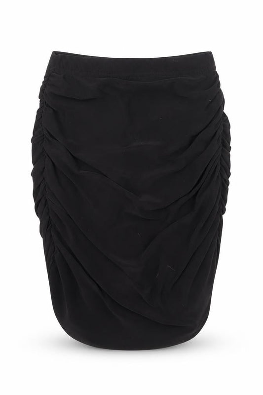 Front view of PRETTYLITTLETHING women’s black polyester bandage skirt, size UK 4
