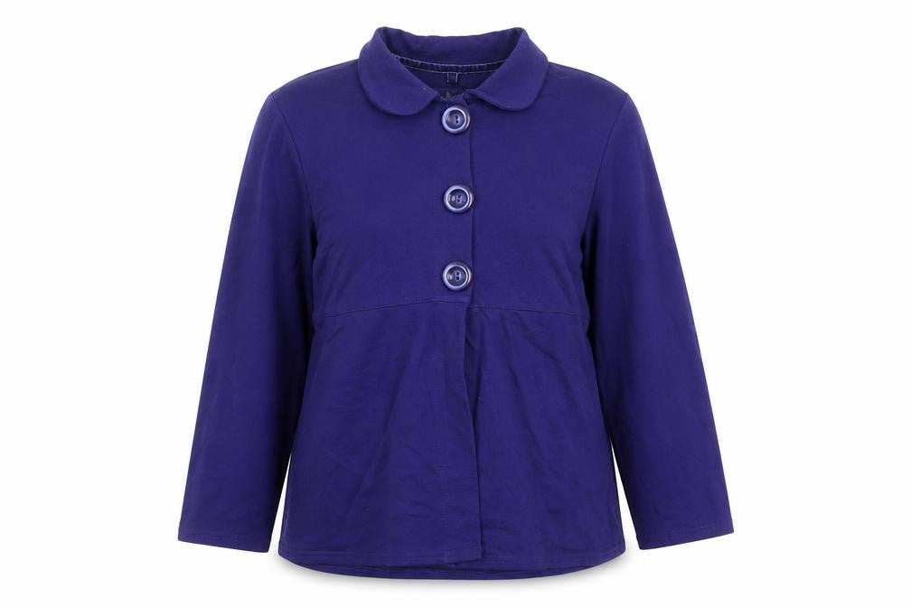 Front view of Next women’s blue jacket blazer, size UK 12, button