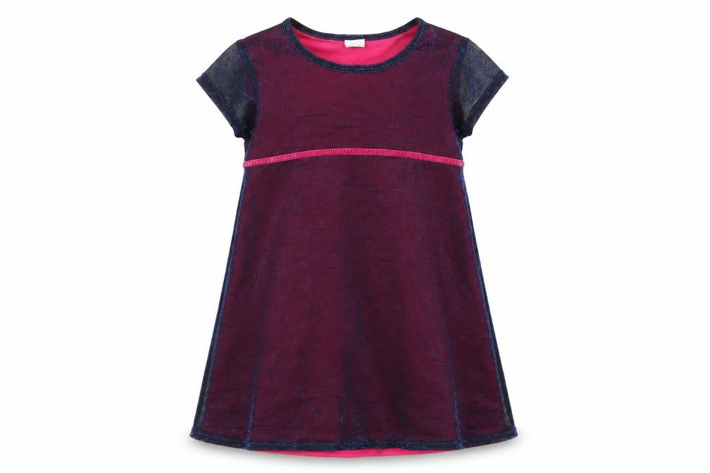 Front view of Adams girls’ blue nylon a-line, size 5, years boat neck pullover