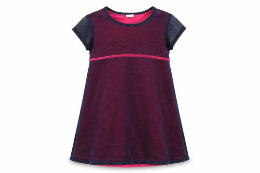 Front view of Adams girls’ blue nylon a-line, size 5, years boat neck pullover
