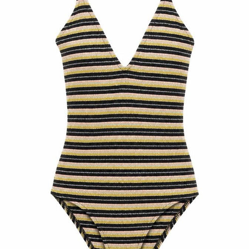 Topshop Womens Multicoloured Striped Viscose Bodysuit One-Piece Size 6 Snap