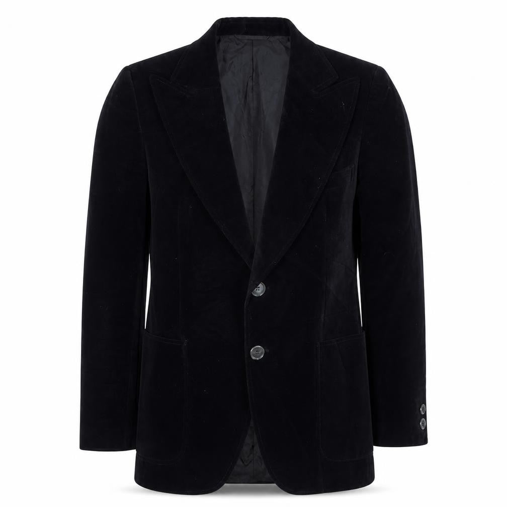 Front view of Baronet men’s black polyester jacket suit jacket, size 40, regular