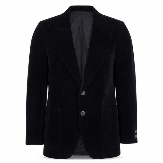 Front view of Baronet men’s black polyester jacket suit jacket, size 40, regular