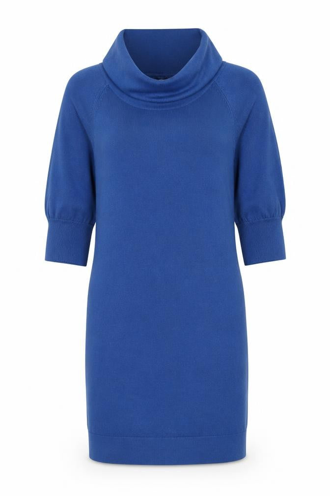 Front view of Next women’s blue roll neck acrylic jumper, size UK 10