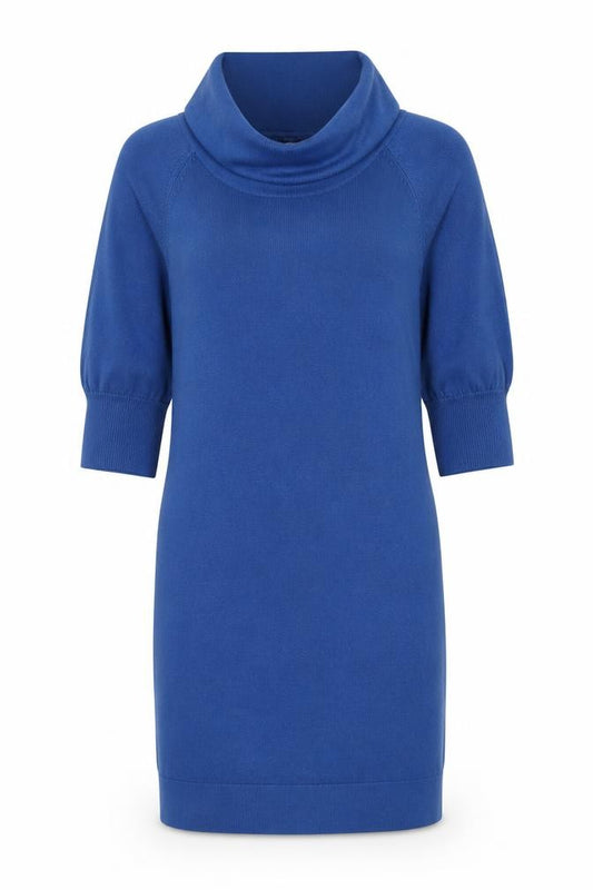 Front view of Next women’s blue roll neck acrylic jumper, size UK 10