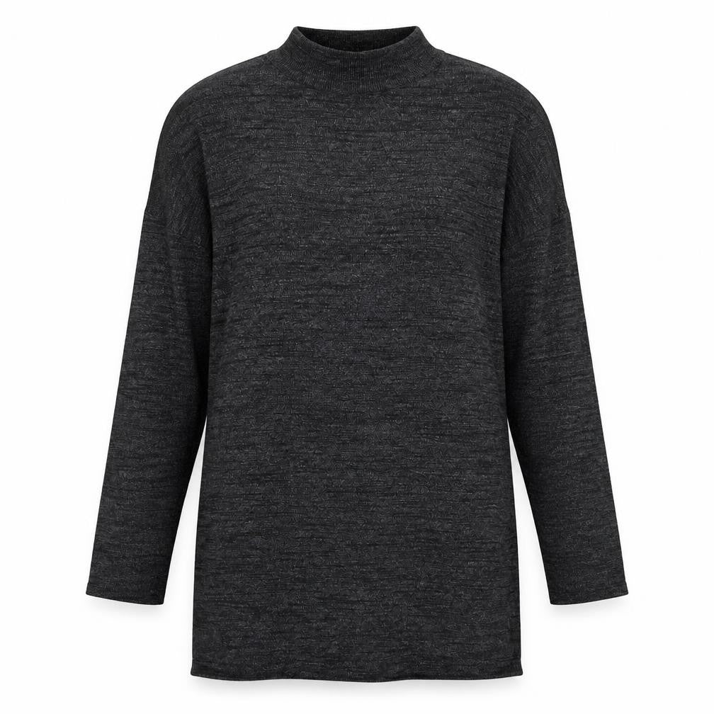 Front view of H&M women’s grey high neck polyester jumper, size M