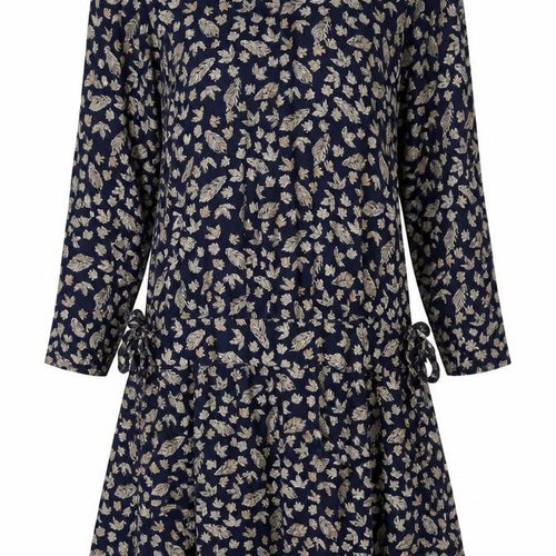 BHS Womens Blue Geometric Viscose A-Line Size 10 Boat Neck Pullover - Tie Detail
