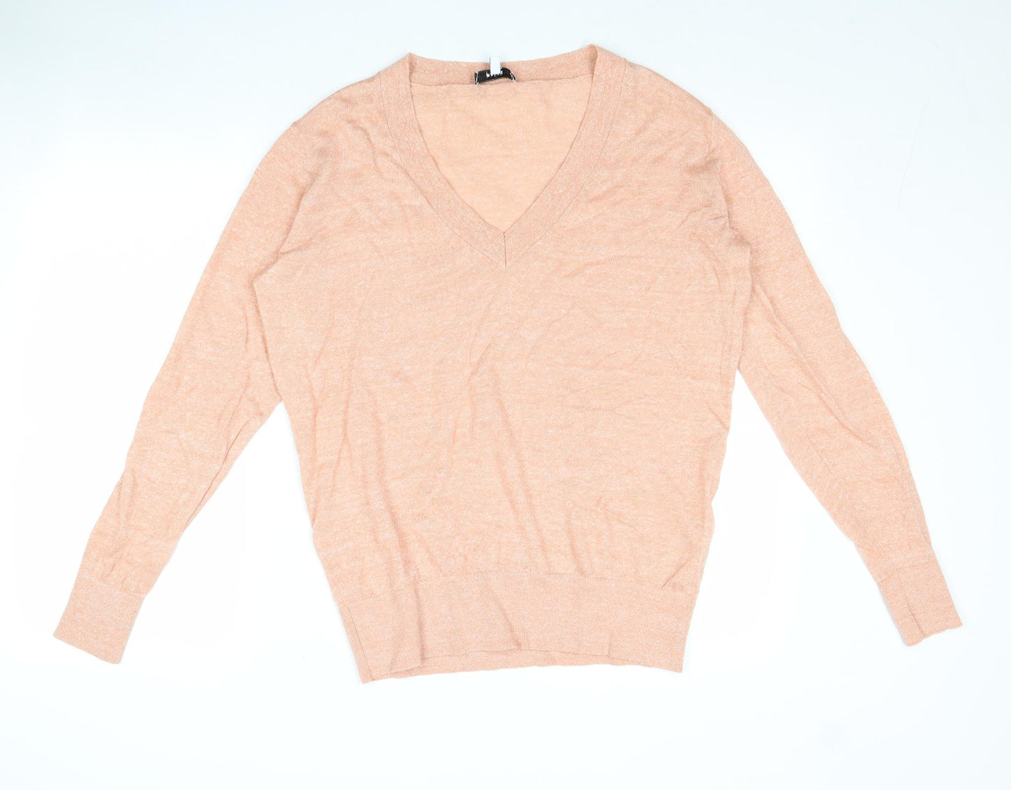 Reiss Womens Pink V-Neck Wool Pullover Jumper Size M