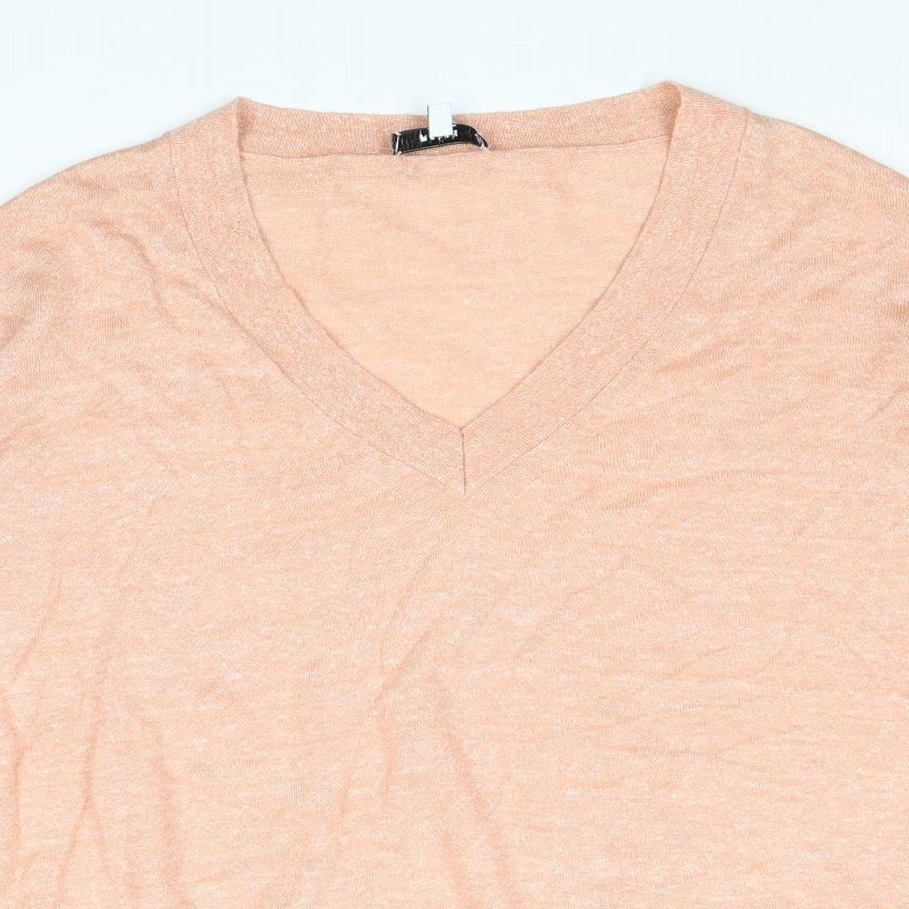 Reiss Womens Pink V-Neck Wool Pullover Jumper Size M