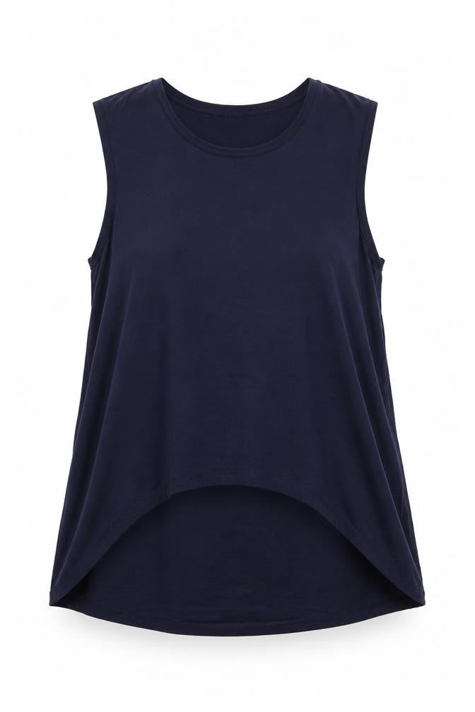 Front view of Blooming Marvellous women’s blue viscose basic tank, size M, round neck