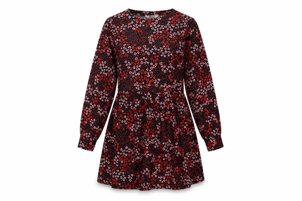 Miss Selfridge Womens Red Floral Polyester Skater Dress Size 4 Round Neck Pullover