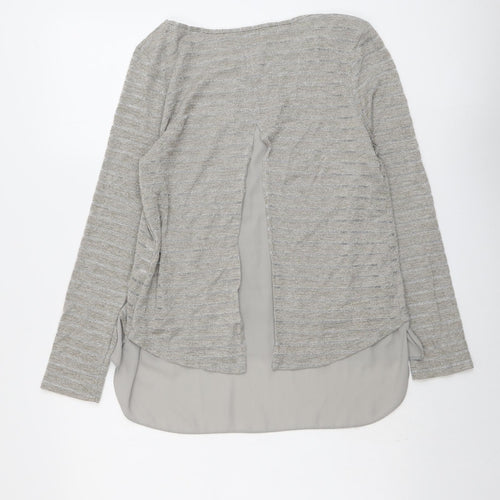Oasis Womens Beige Round Neck Striped Polyester Pullover Jumper Size M