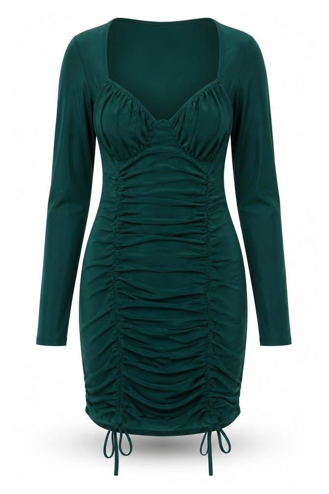 Front view of Femme Luce women’s green polyester shift, size UK 10, round neck pullover