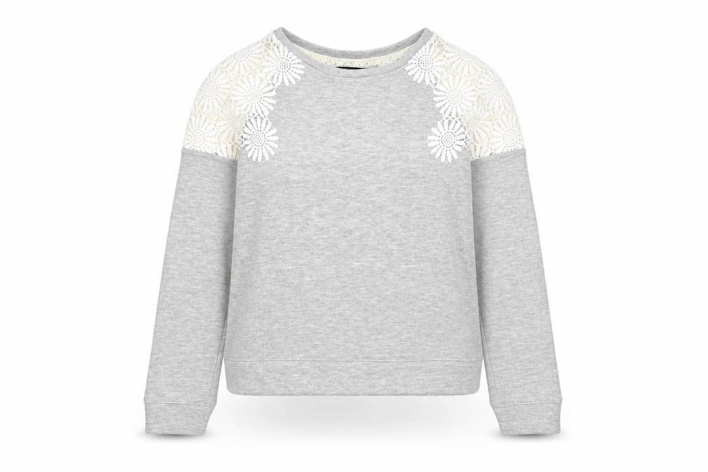 Front view of New Look women’s grey polyester pullover sweatshirt, size UK 10, pullover