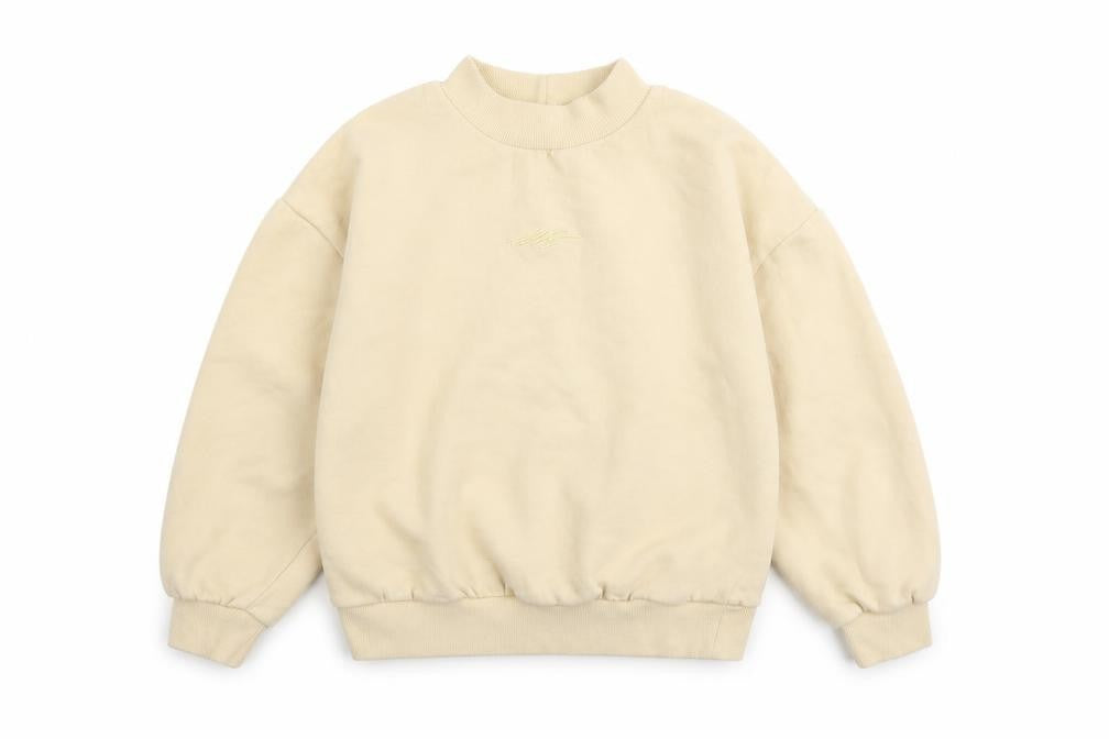 Front view of Next girls’ beige cotton pullover sweatshirt, size 9, years pullover