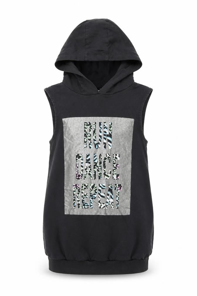 Front view of Next girls’ grey cotton pullover hoodie, size 9, years pullover