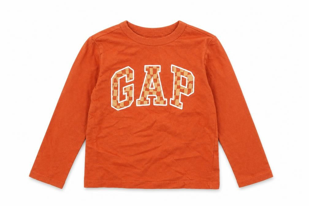 Front view of Gap boys’ orange cotton pullover t-shirt, size XS, round neck pullover