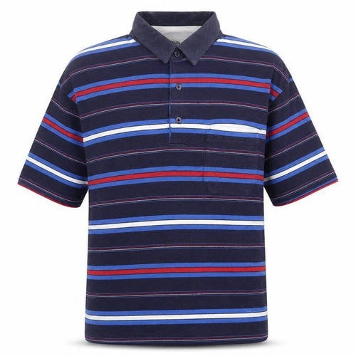 Casual Club Mens Blue Striped Cotton Polo Size L Collared Button