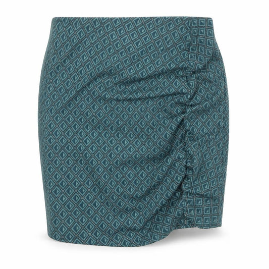 Front view of Cotton Club women’s green geometric polyester bandage skirt, size M