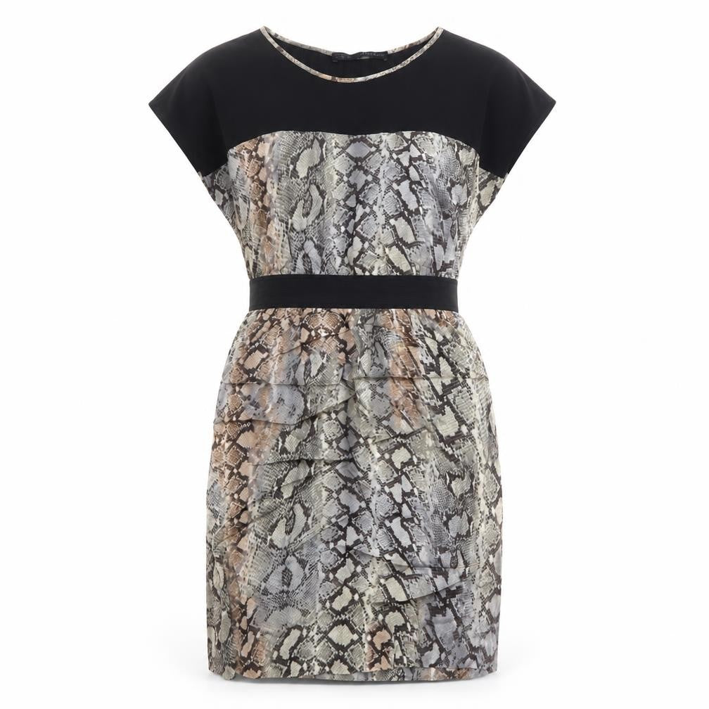 Zara Womens Grey Animal Print Viscose Sheath Size M Boat Neck Pullover - Snake Print
