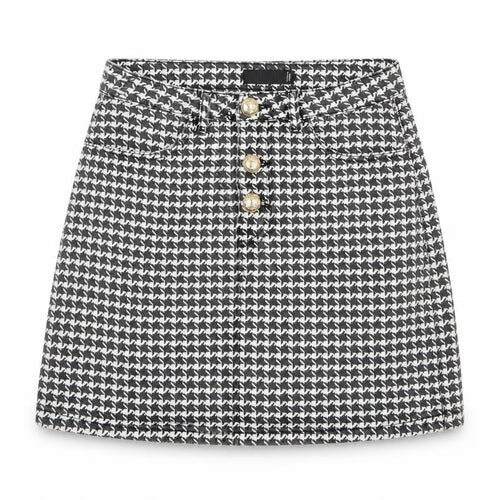 Missguided Womens Black Geometric Cotton A-Line Skirt Size 6 Zip