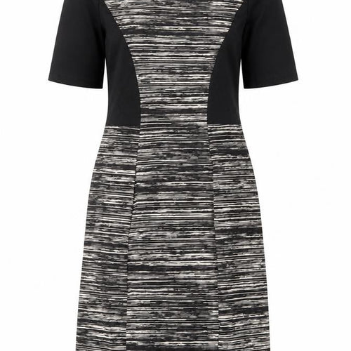 People Tree Womens Black Geometric Cotton A-Line Size 10 Round Neck Zip