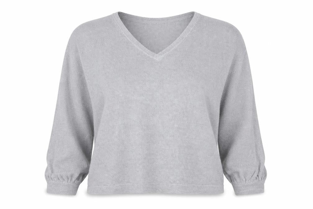 Front view of Marks & Spencer women’s grey polyester pullover sweatshirt, size XL, pullover