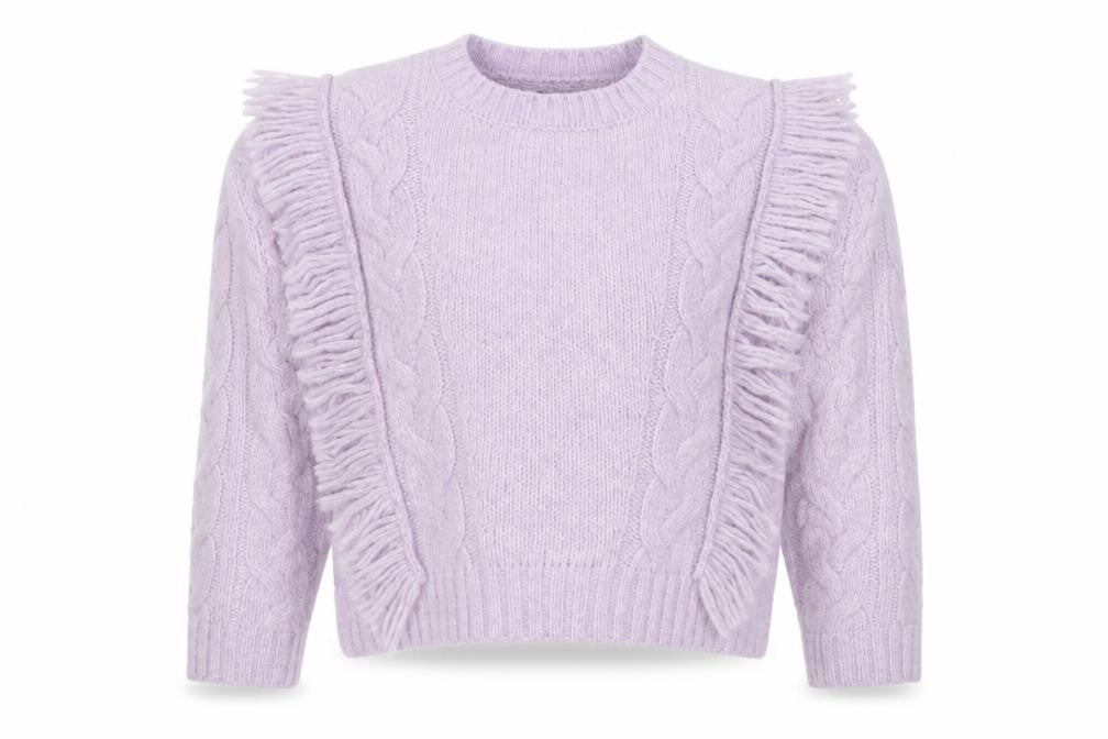 Front view of Brave Soul women’s purple round neck polyester jumper, size S